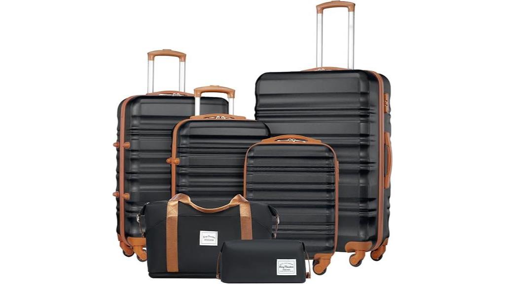 black brown luggage set