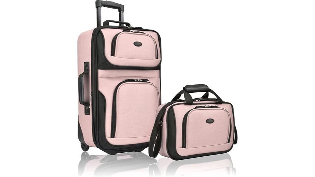 pink expandable carry on luggage